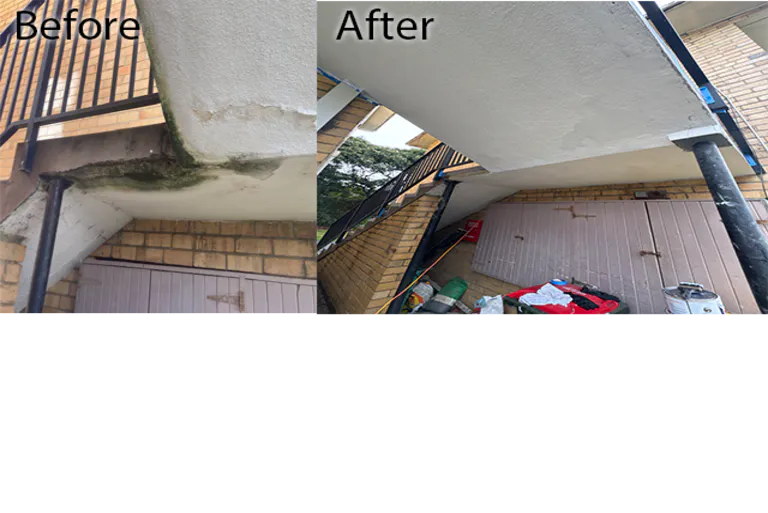 Balcony before and after waterproofing